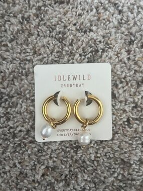 Idlewild Everyday Gold Hoop Earrings with Pearls. New